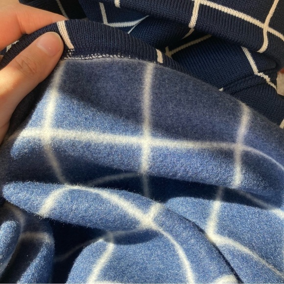 Checkered Mock Neck Grid Pattern Sweater - Picture 3 of 6